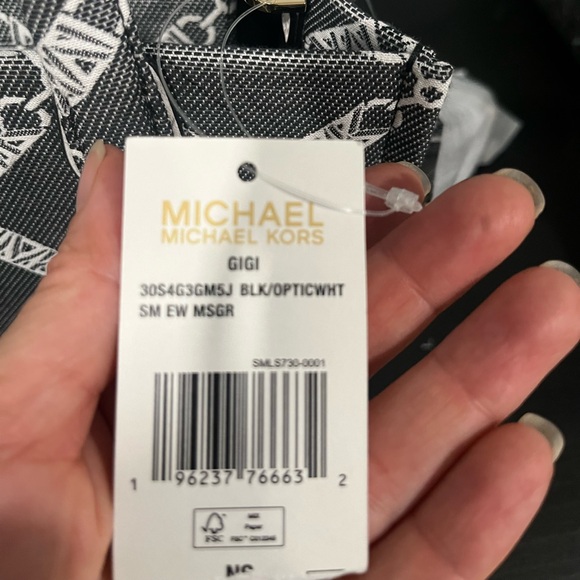 michael kors gigi small empire logo jacquard tote bag | color: black/white - Picture 8 of 8